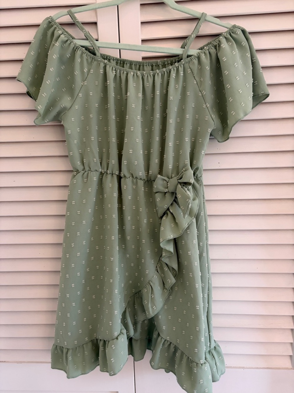 Girls' Sage Green Ruffle Wrap Dress - Unbranded